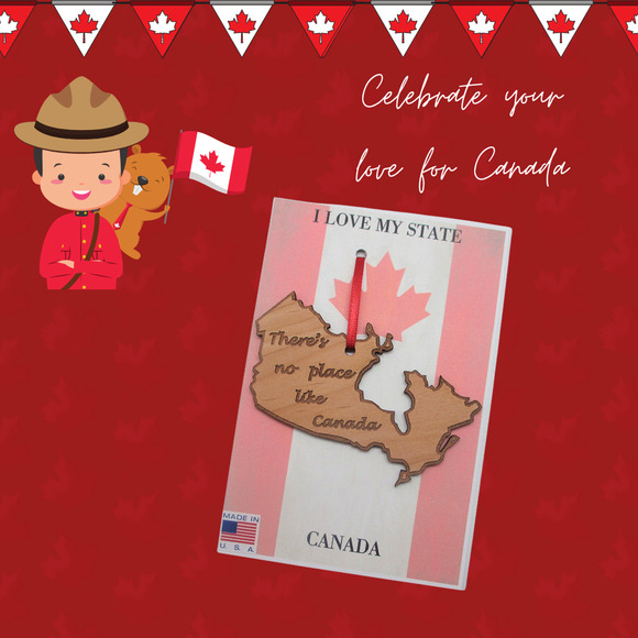 Country of Canada Wood Ornament Made in America There's No Place Like Series - Picture 1 of 5